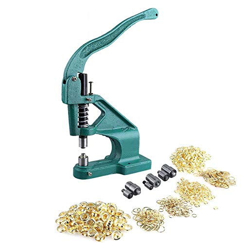 SOULONG - Prensa manual de cremallera con 3 plantillas y 900 anillas de 6 mm/10 mm/12 mm para costureras, artificiales, carteles y fabricantes