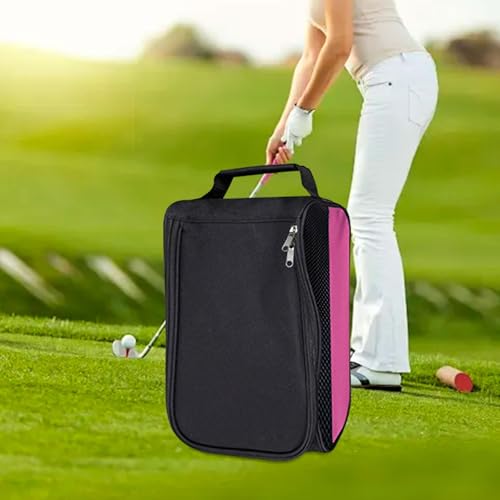 Vaveren Golf Shoes Pouch Shoe Carrier Bag Zippered Sturdy Golf Accessories Sports Shoes Bag Golf Shoes Case for Gym Men Women Outdoor, Pink