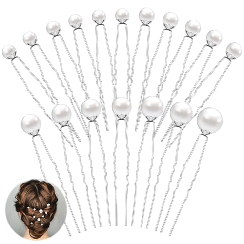 Yuanchu 18 horquillas de perla en forma de U, accesorios para el pelo para novia, 5 tamaños, para bodas, bailes, fiestas, niñas, damas de honor