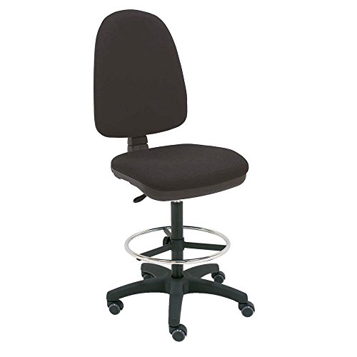Centrosilla Taburete Giratorio Oficina ergonómico Torino, Regulable en Altura y Profundidad, aro reposapiés Cromado Regulable con Ruedas de parquet - (Negro) Cover