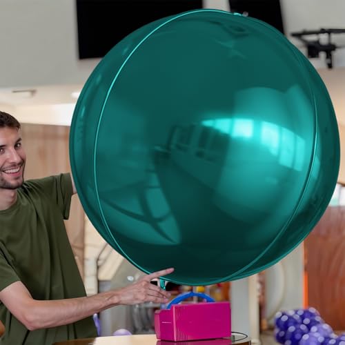 Image of 50 Inch Metallic Dark Green Round Foil Balloons 3pcs Large Mylar Balloons
