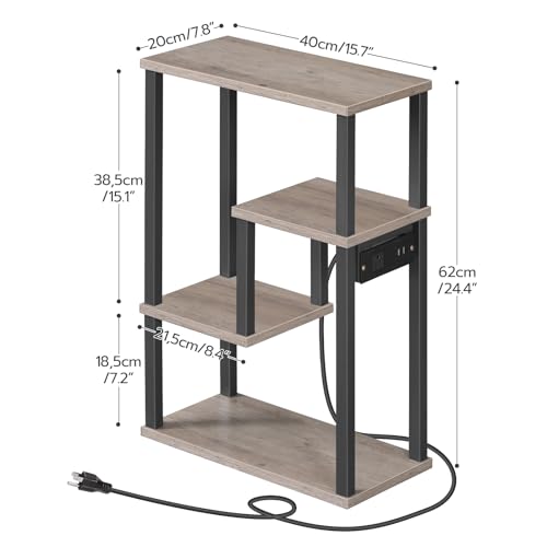 HOOBRO-Narrow-End-Table-with-Charging-Station-Side-Table-with-Ladder-Shelf-for-Small-Spaces-Nightstand-with-Outlet-and-USB-Ports-Bedside-Table-for-Living-Room-Greige-and-Black-BG123UBZ01