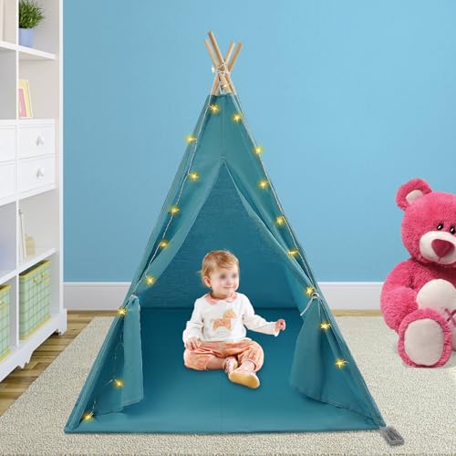BAOCHADA 2 IN 1 Kinderzelt,Kinder Spielhaus Indoor mit Matte & Lichterkette, Kinder Bettzelt,Zelt Kinderzimmer für Drinnen, für Mädchen Jungen Spielzelt 120×120×140cm (Blau) BAOCHADA 2 IN 1 Kinderzelt,Kinder Spielhaus Indoor mit Matte & Lichterkette, Kinder Bettzelt,Zelt Kinderzimmer für Drinnen, für Mädchen Jungen Spielzelt 120×120×140cm (Blau)