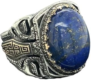 Men Lapis Lazuli Ring, Blue Lapis Lazuli Ring, Turkısh Handmade Ring, Ottoman Style Ring, 925k Sterling Silver Ring, Gift For Him