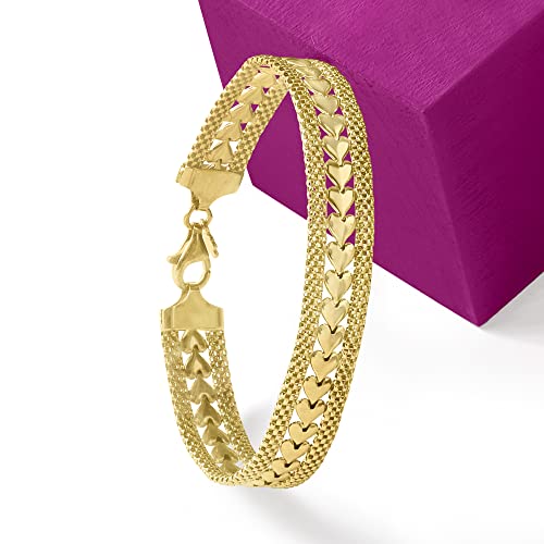 Ross-Simons Italian Silver Heart Motif Bracelet #TOP2