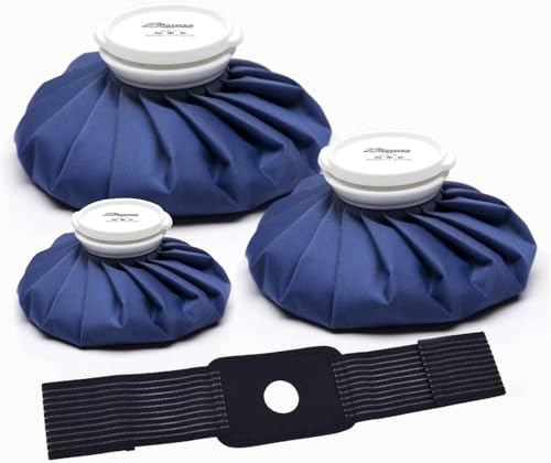 BICAREE Wiederverwendbare Eispackungen für Verletzungen, Wärme- und Kältetherapie und Schmerzlinderung, mit atmungsaktiver elastischer Stützbandage, in 3 Größen (15,2, 22,9, 28 cm)