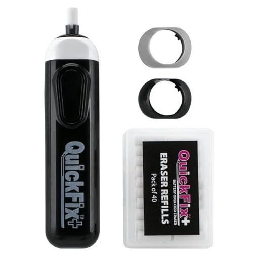 Quickfix+ Professional Series Battery Operated Eraser, Cordless Electric Auto Eraser For Artist Drawing, Sketching, Drafting- Set Includes 40 Eraser Refills, Battery Operated - Black #TOP27