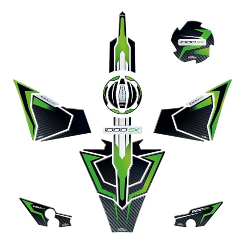Kit autocollant moto Kawasaki Ninja 1000 SX résine 3D contre chocs et éraflures de réservoir