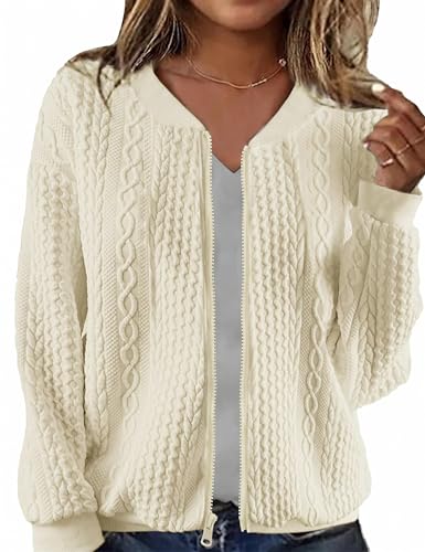 Image of Larmliss Women's Zip Up Cardigan Sweater Hoodies Long Sleeve Jacket Crewneck Casual Outerwear Spring Fall Trendy Coat Outfits