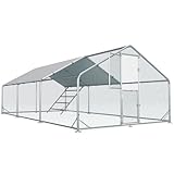 Large Chicken Coop,Metal Chicken Run for Yard with Feeding Door,Walk-in Chicken Pen for 20-30 Chickens,Outdoor Poultry Cage with Anti-UV Cover,Rabbit Duck House