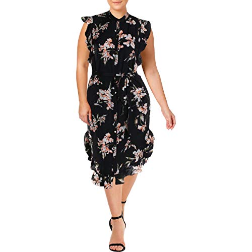 LAUREN RALPH LAUREN Womens Windelle Floral Ruffle Cocktail Dress Black 14