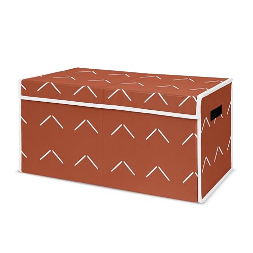 Image of Sweet Jojo Designs Boho Arrow Boy Girl Small Fabric Toy Bin Storage Box Chest Baby Nursery Room - Ivory Burnt Orange Rust Off White Farmhouse Southwest Shabby Chic Bohemian Diamond Tuft Collection