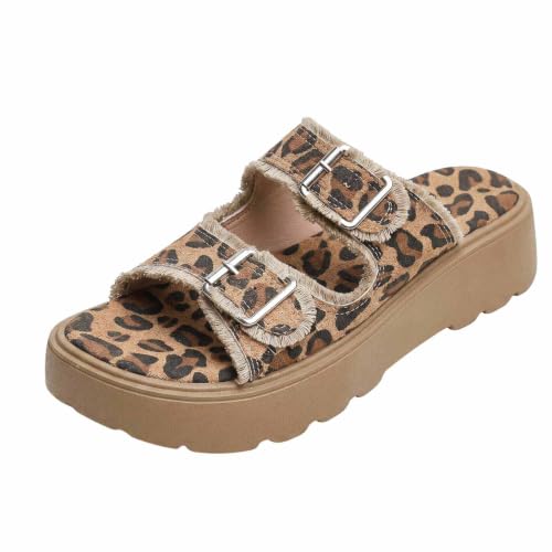 Sandales plateforme léopard femme d'été confortables chaussures plage loisirs