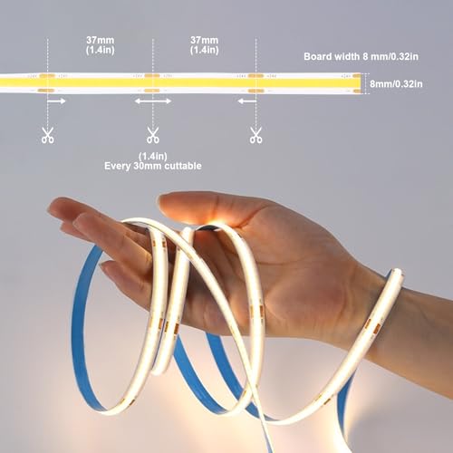 Cinta LED Flexible COB 40ft Luz Blanca Cálida 3000K miniatura 2