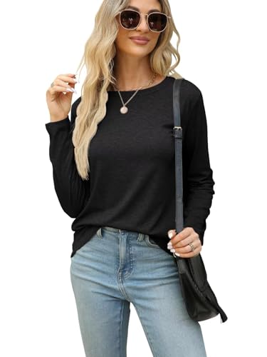 2 Pack Womens Tops Crewneck Soft Long Sleeve Shirts Fall Clothes Casual Tshirts Basic Tee4