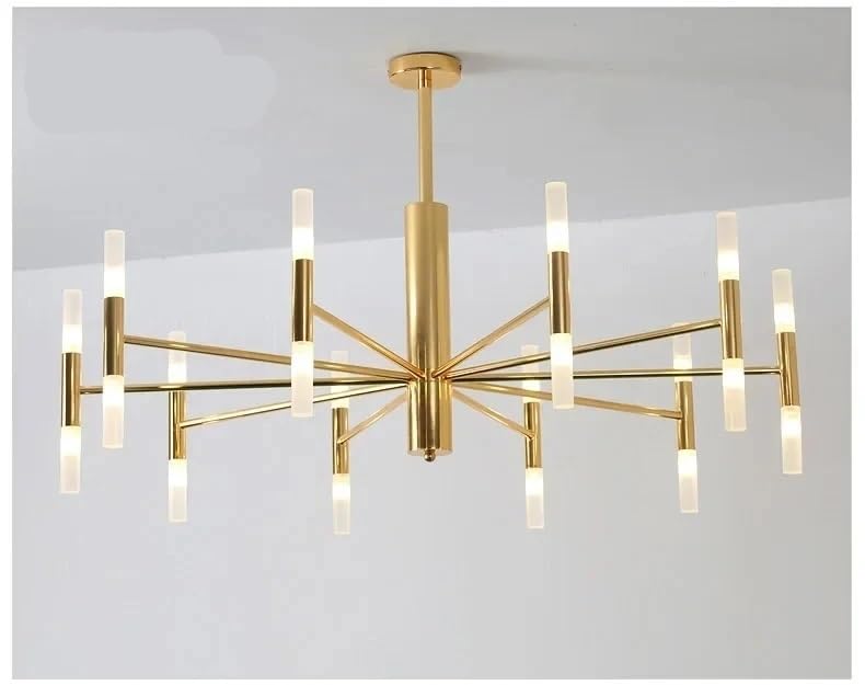 Lustre moderne LED or à 32 têtes pour salon et plafond de salle à manger