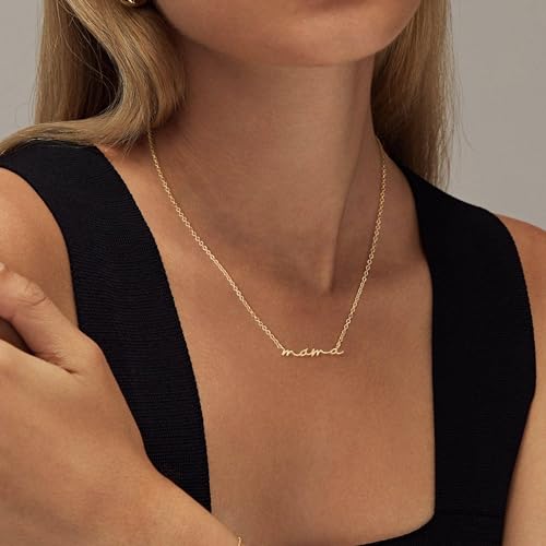Moodear Mothers Day Gifts Mama Pendant Necklaces for Women - Dainty Small 18K Gold Plated Mom Necklace Non Tarnish Gift for Mom,New Mom Trendy4