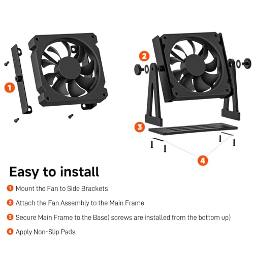 Image of Multi-Purpose Desk Fan Stand Mount for 120mm PC Computer Fans (Aluminum Black)