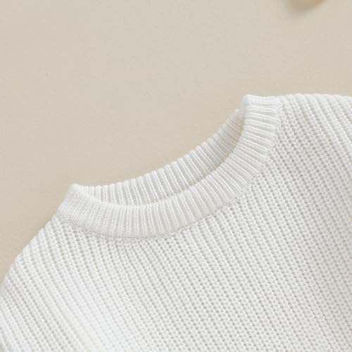 Honganda Infant Baby Girl Cable Knit Sweater Ruffle Shoulder Long Sleeve Solid Color Fall Winter Pullover Sweater4