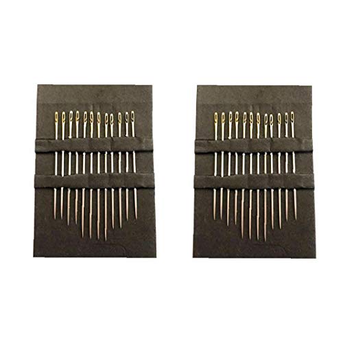 NorCWulT 24 PC / 2 Set Selbst Einfädelnadel Handnähnadeln Haushalt Nähnadeln für Blinde alte Leute mit Goldaugen Cover
