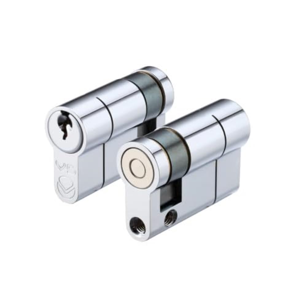 Ironmongery Solutions® V5 Single Euro Profile Cylinder Secure Door Lock Barrel Keyed One Side for Timber Composite Fixing Included (Keyed to Differ (E), Polished Chrome, 60mm) — image 1