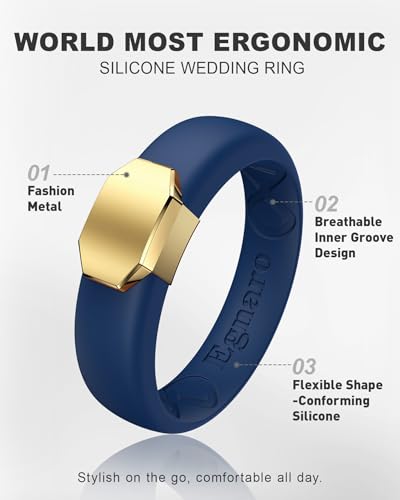 Image of Egnaro Silicone Wedding Bands Women, Inner Arc Ergonomic Breathable Design