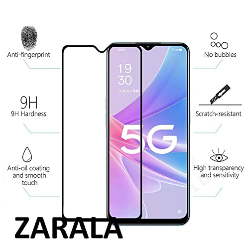 Image of ZARALA Tempered Glass Screen Protector Compatible for OPPO A58 5G (Black) with Edge to Edge Coverage and Easy Installation kit (OPPO A58 5G)