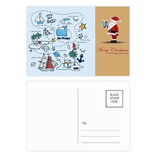 Cartes postales de voyage Père Noël Sail Splash pour écrire vos souvenirs de vacances