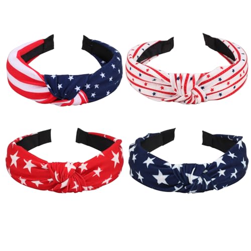 Lonext 4pcs Independence Day Knotted Headband for Women 4th of Ju...