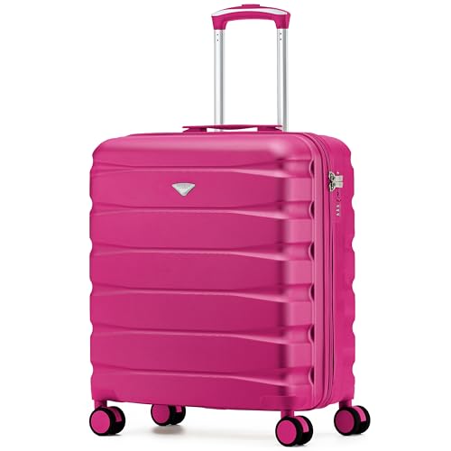 Flight Knight Lightweight Travel Suitcase 56x45x25cm | Hard Shell Carry On Luggage with Aluminum Telescopic Handle, 8 Wheel & TSA Lock | Approved for British Airways, Jet2 & EasyJet Overhead Bag