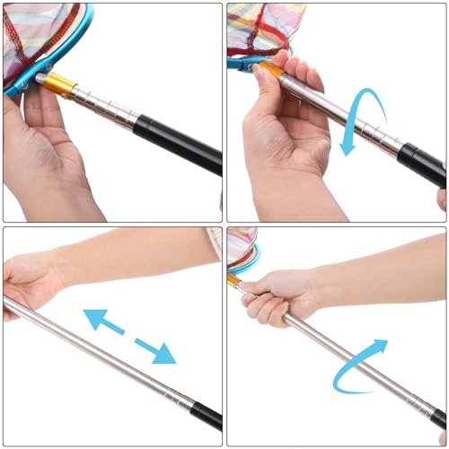 Image of Goaste 3 Pack Kids Fishing Net, Telescopic Lightweight Landing Net, Bug Insect Catching Net with Stainless Steel Pole Handle for Kids Outdoor Playing, Extendable from 26 inch to 67.5 inch