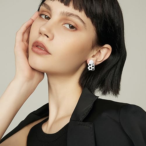 70s 80s Vintage Polka Dot Alloy Square Dangle Drop Earrings Simplicity Geometry Spot Stud Earrings For Women2