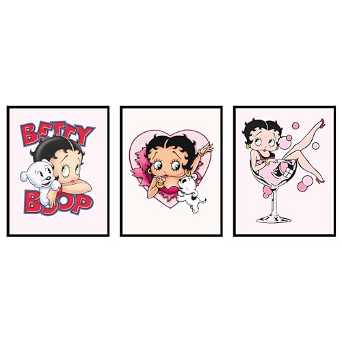 BigWig Prints Betty Boop Poster - Betty Boop Room Decor Birthday Decorations Party Decorations Cute Wall Art for Girls Room Gifts Y2k Bedroom Decor Posters - Unframed Set Of 3 (8x10)