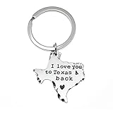 Ms.Clover Long Distance Relationship Gift I Love You to Texas and Back Keychain, Texas Sign- Going Away Gifts (White)