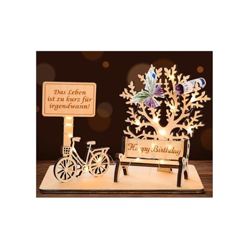 I LOVE MOM Geldgeschenk Geburtstag Holz, Fahrrad Geschenk, DIY Dreidimensionale Bäume Sitzbank Deko Zahlen für Geschenke, Hochzeiten, Partys, Geburtstage, Jubiläum (Geburtstag)