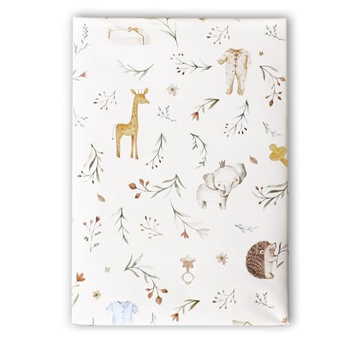 4 Bögen Taufe Geschenkpapier Baby 50x70 cm Kindergeburtstag Geschenkpapier Mädchen Tiere Falten Verpakungspapier Kinder Geburtstag Geschenk für Mädchen Jungen