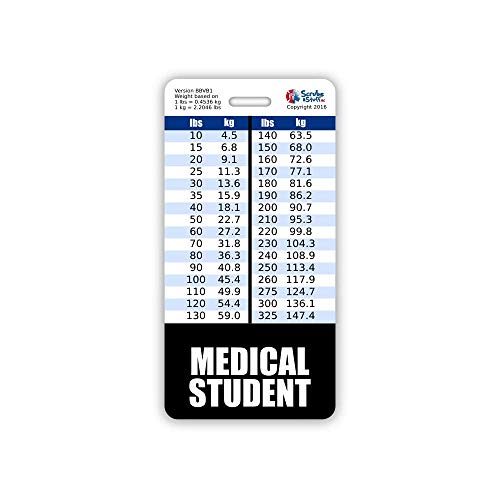 Medical Student Badge Buddy Vertical w/Height & Weight Conversion Charts (Standard, Black)