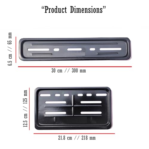Image of Ramanta Heavy Metal Number Plate Frame for Bikes HSRP | IND Licence Number Plate Frame Cover Front & Rear Universal Standard Size for All Motorcycles & Scooter (Size 30 cm x 12 cm, Black) Set of 2