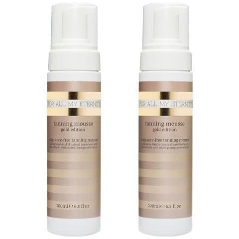 For All My Eternity Luxury Natural Tanning Mousse Gold Edition MULTIBUY DEAL 2 x 200ml Paraben Free Fragrance Free Instant Dark Self Tanning Foam, Organic Self Tan SLS-Free Anti-Aging Fake Tan Mousse Cover