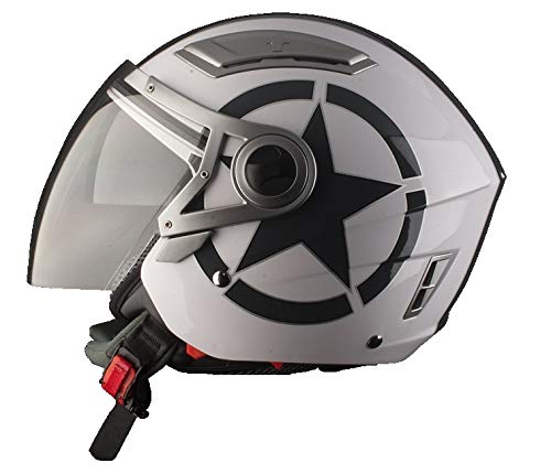 BHR 93280 Casco Doppia Visiera Modello Double 709, Star Bianco, S