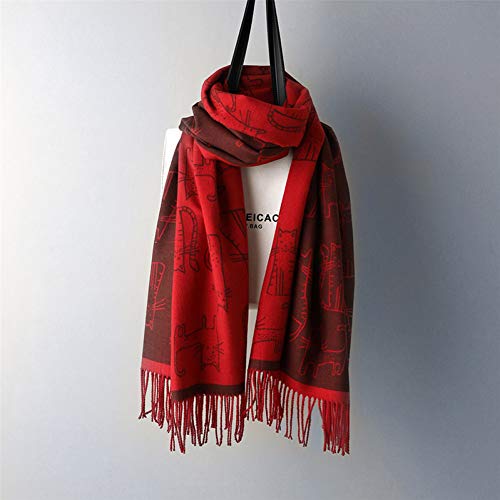 Écharpe d'hiver chat mignon en cachemire double face pashmina pour femme