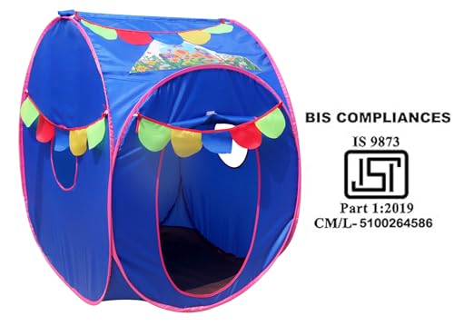 Image of Homecute Pop Up Foldable Hut Type Kids Toys Baby Tent House, Tent House for Girls & Boys, Play Tent House Suitable for 1 Year to 6 Years (Small Size Blue)