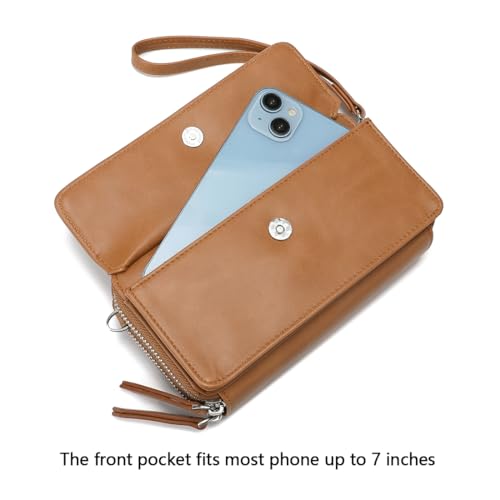 Image of Lanyani RFID Crossbody Wallet Wristlet Purse with Phone Pocket For Women Vegan Leather