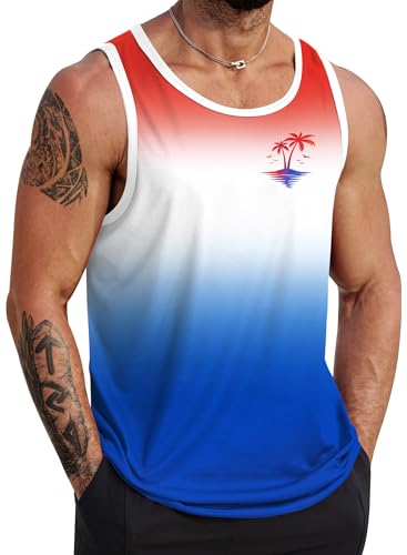VOGSTART Men Outdoor Tanktop Designer Practical Sleeveless Holiday Summer July