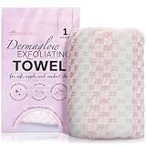Enviskin Dermaglow Exfoliating Towel-Dual Texture Washcloth for All Skin Types-Easy to Use Japanese Exfoliating Shower Towel for Women & Men- Body Scrubber Wash Cloth