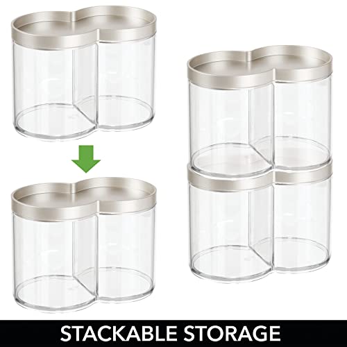Mdesign Plastic Canister Jar Organizer Set With Storage Lid - Home Decor Holder For Bathroom/Restroom Vanity Countertop, Cabinet - Holds Cotton Balls, Soap, Lumiere Collection, Clear/Matte Satin #TOP3