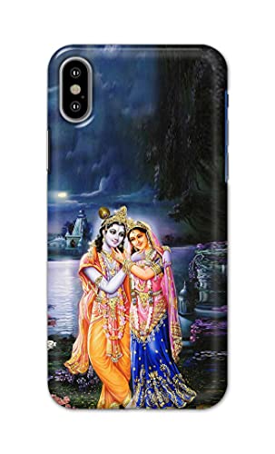Image of Printed Hard Back Cover Case for Apple iPhone X | iPhone 10 | iPhone Xs | iPhone 10s Back Cover (Radha Krishna) -1803