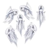Beistle Ethereal Ghost Props, Set of 6, Creepy Printed Plastic Decorations for Halloween Parties, Haunted Houses, and Spooky Wall Scenes, 35”- 37”