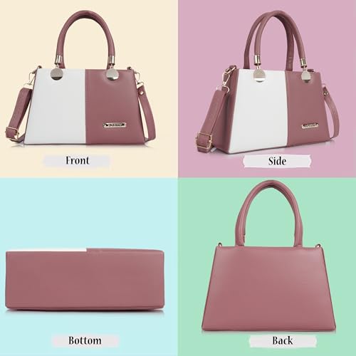 Image of Gold Rose Women's Elegant Color Block Handbag - Stylish Top Handle Purse for Office, Party & Daily Use | Premium Structured Ladies Hand Bag