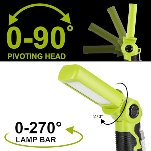 Image of YEX-BUR LED Work Light for Ryobi 18V Battery, 12W 1000LM Protable Flashlight with Low Voltage Protection 270 Rotating Wide-Angle Lighting for Workshop, Camping, Outdoor
